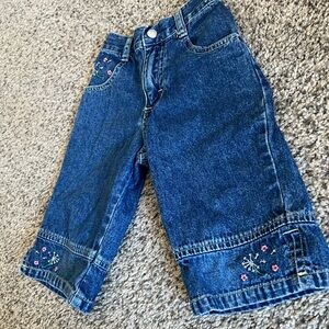 Vintage Denim Capri Jeans with Embroidery